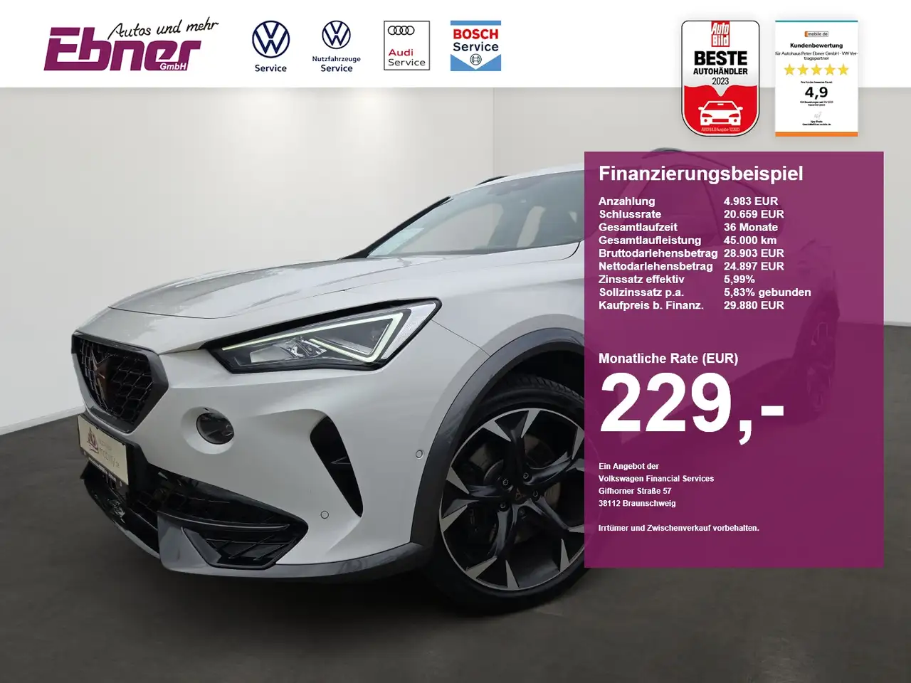 CUPRA Formentor VZ 4Drive 310PS DSG ACC+KAMERA+KEYLESS+el.KLAPPE+N — Albbruck