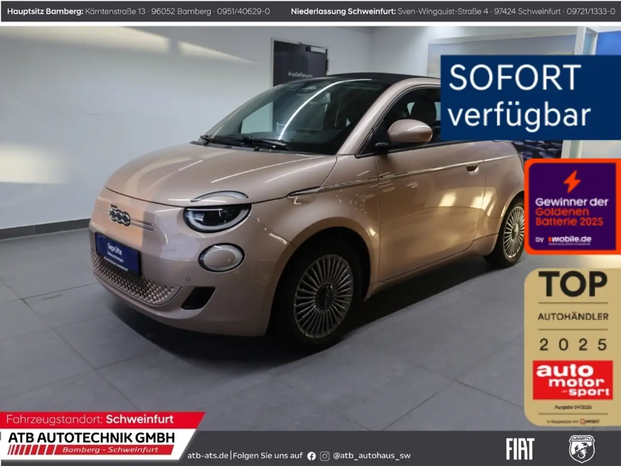 Fiat 500e 42kWh SOH 95,7% Komfort- und Stylepaket — Schweinfurt