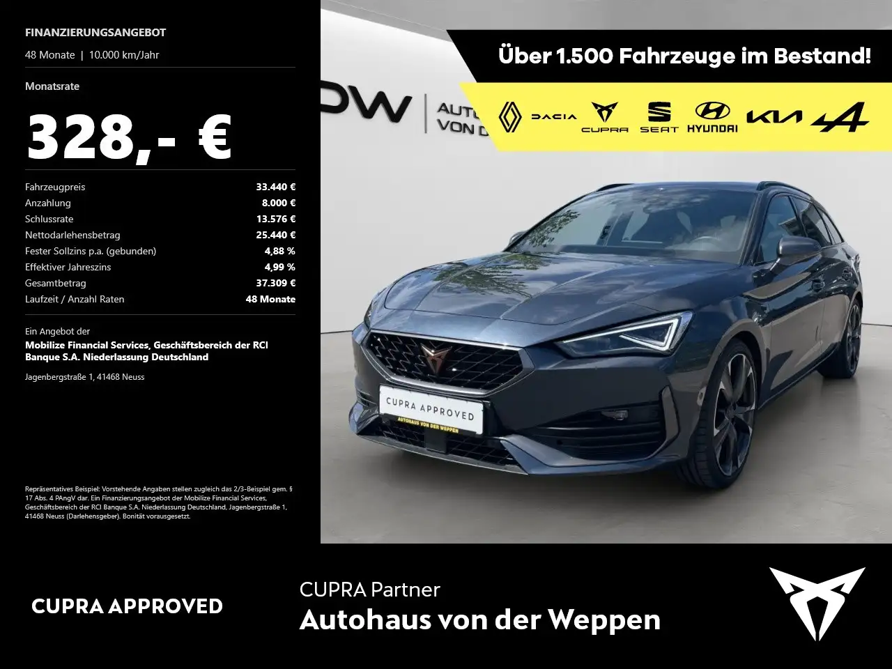 CUPRA Leon ST TSI DSG VZ 5JGar AHK Kamera Matrix Memo — Friesenheim/Oberschopfheim