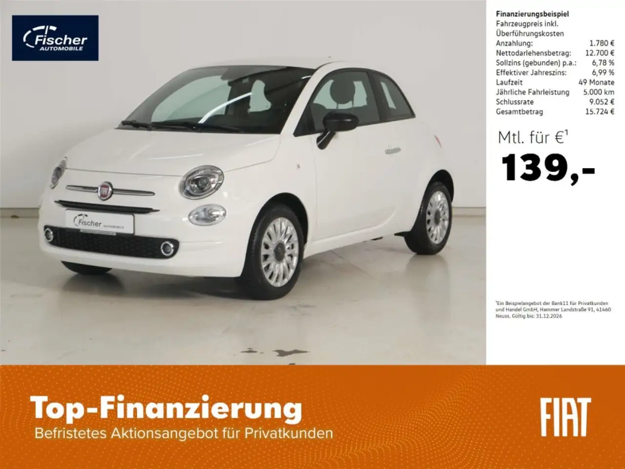 Fiat 500 1.0 GSE Hybrid Dolcevita 6-Gang Alu/NAV/PDC — Pilsach