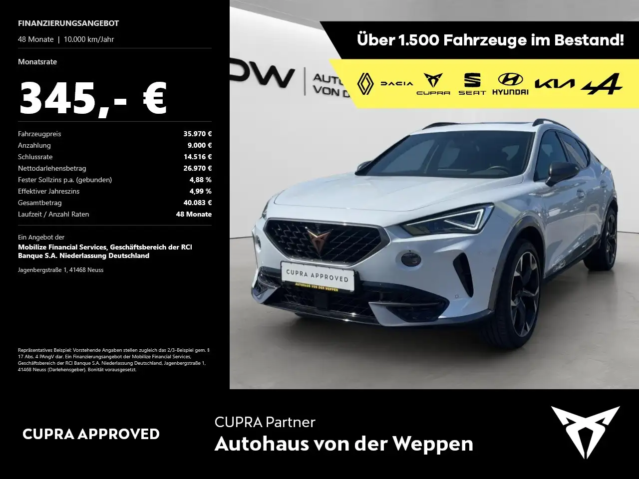 CUPRA Formentor VZ 5JGar AKRA Pano Beats TopView SHZ — Friesenheim/Oberschopfheim