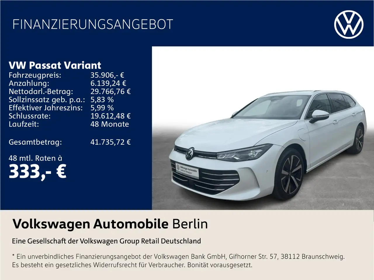 Volkswagen Passat Variant 1.5 eHybrid Business Navi LED ACC — Berlin