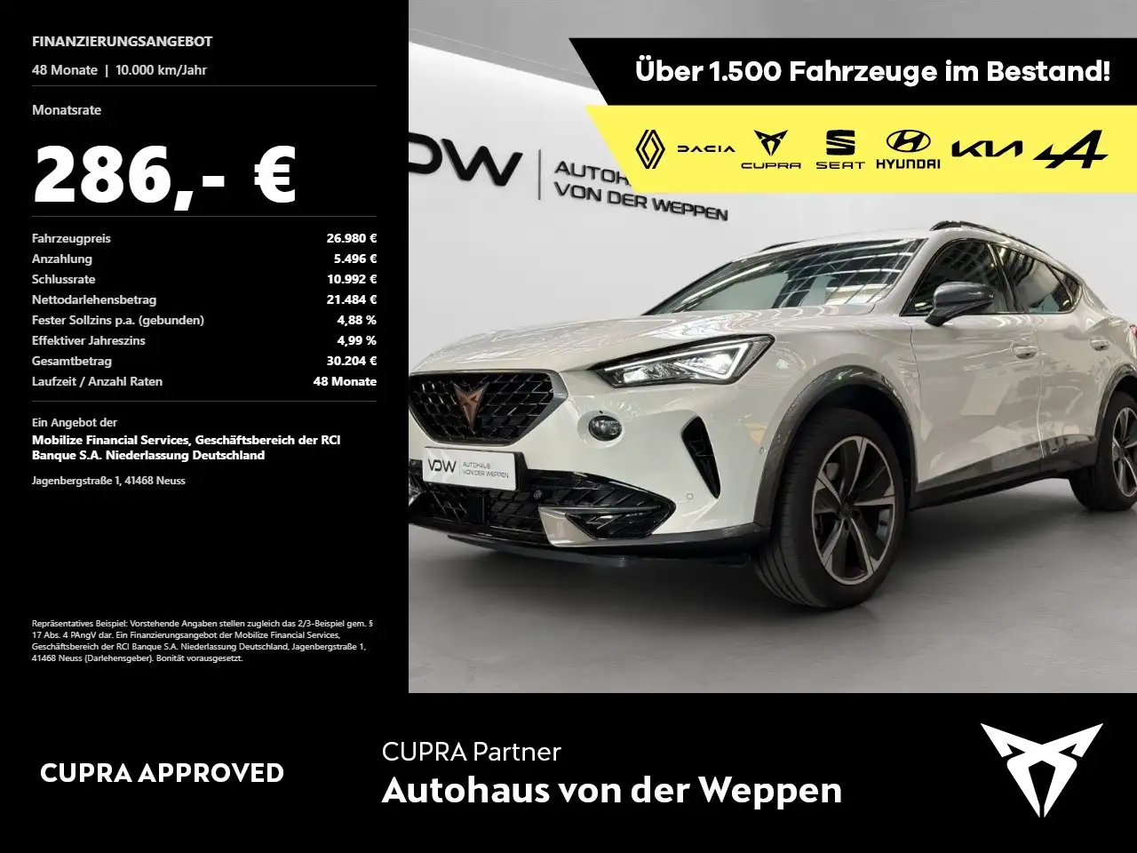 CUPRA Formentor 1.5 TSI Kamera, Full Link Klima Rückfahrkamera — Heilbronn