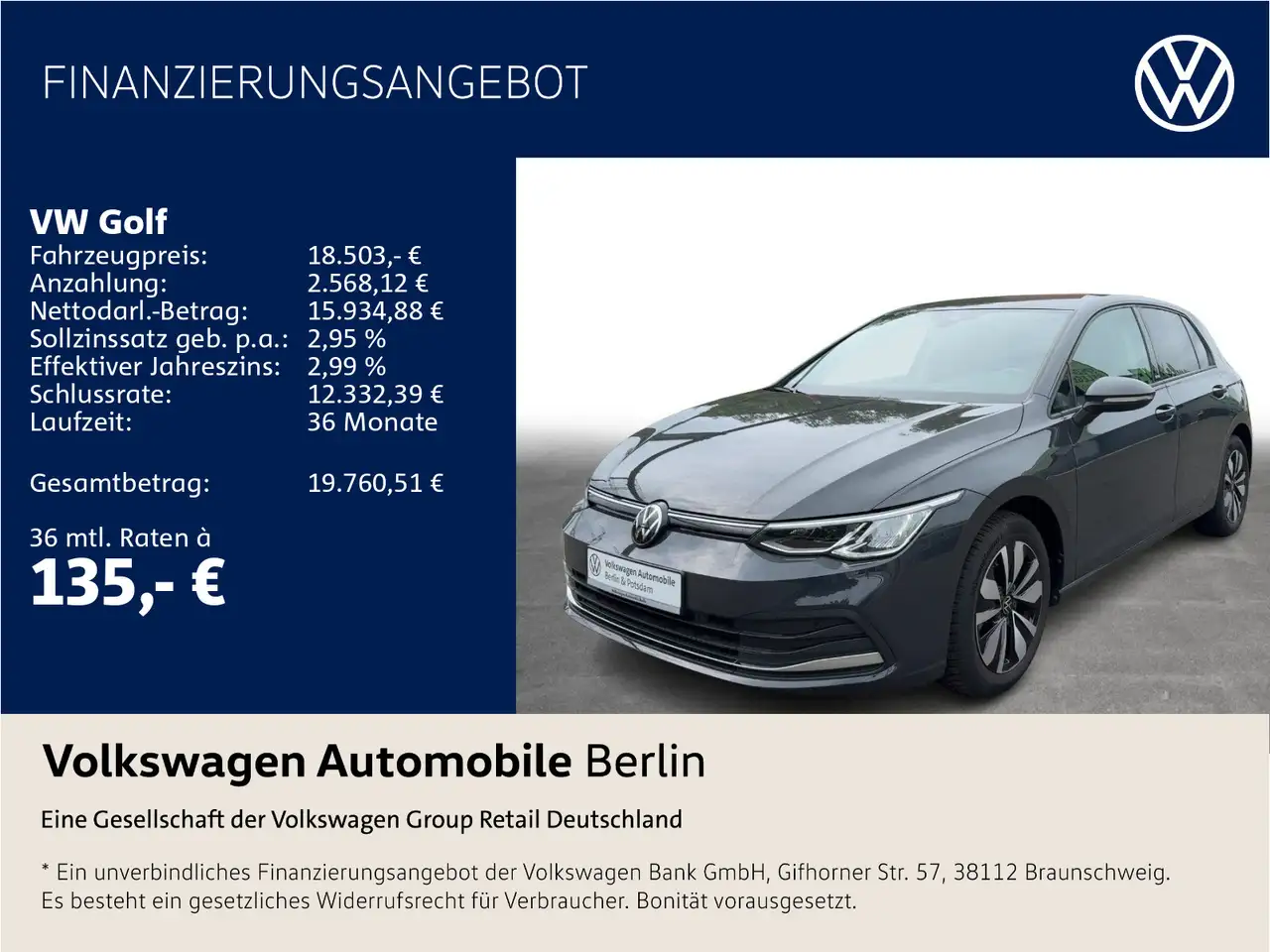 Volkswagen Golf VIII 1.0 TSI "MOVE" Climatronic LED PDC SHZ — Berlin