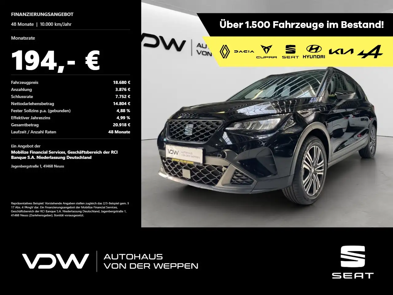 SEAT Arona Style 1.0 TSI Aut. Navi, SHZ, Klimaauto Klima — Heilbronn