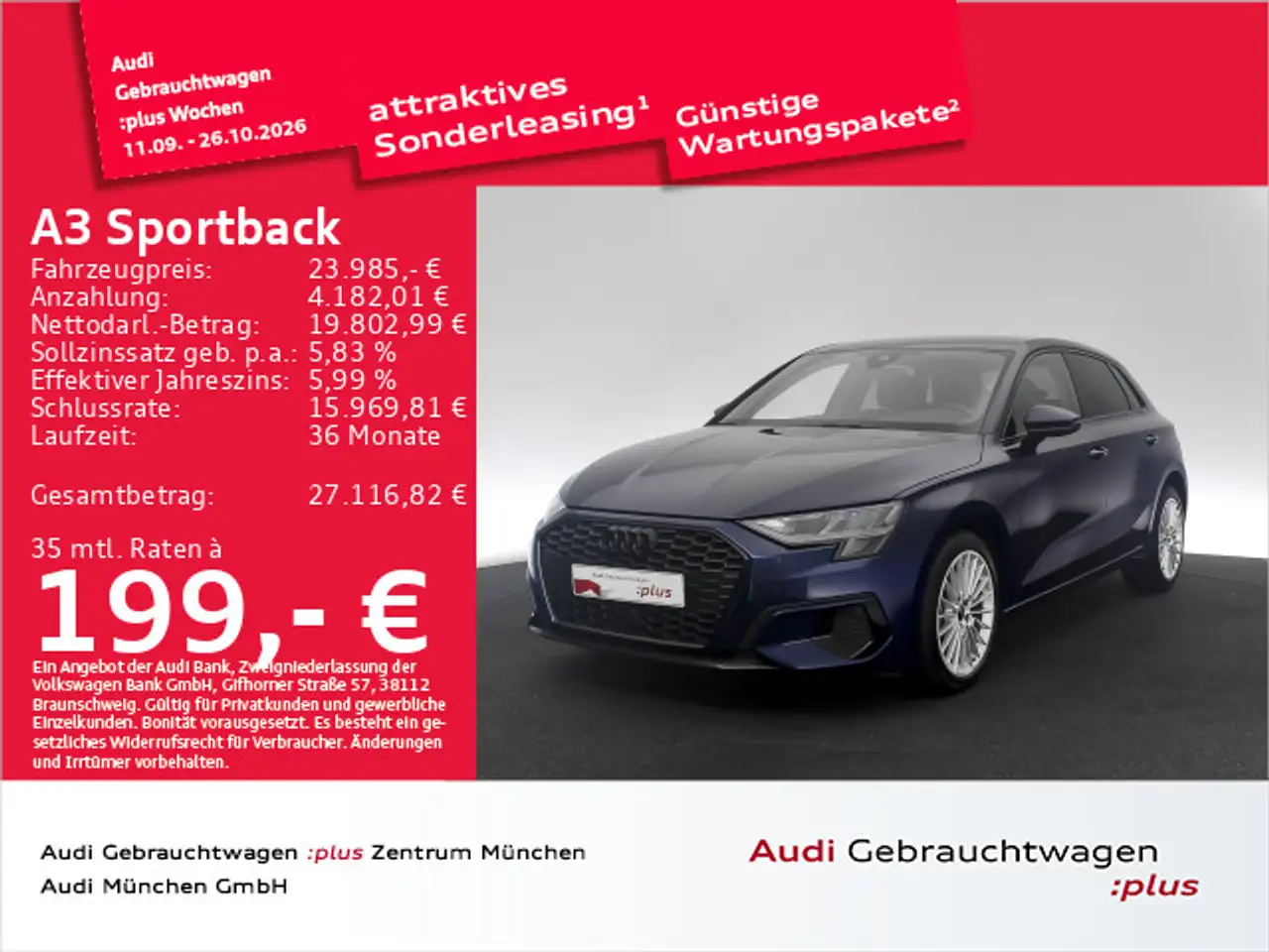 Audi A3 30 TFSI S tronic advanced Navi+/Vir — Eching