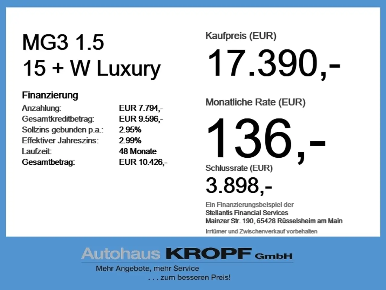 MG MG3 1.5 15 + W Luxury ACC+LED+Navi+SHZ+360+LM+PDC — Forchheim